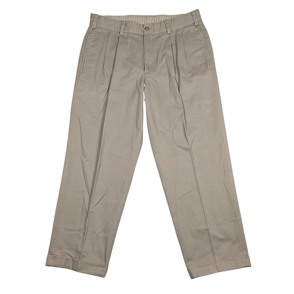 Bills Khakis M1P Pleated Pants Mens 33 Khaki Tan Cuffed Cotton Twill Made in USA